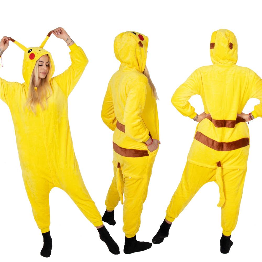 Pijama tip salopeta pentru adulti, model Pikachu, marime S Household NewTrend