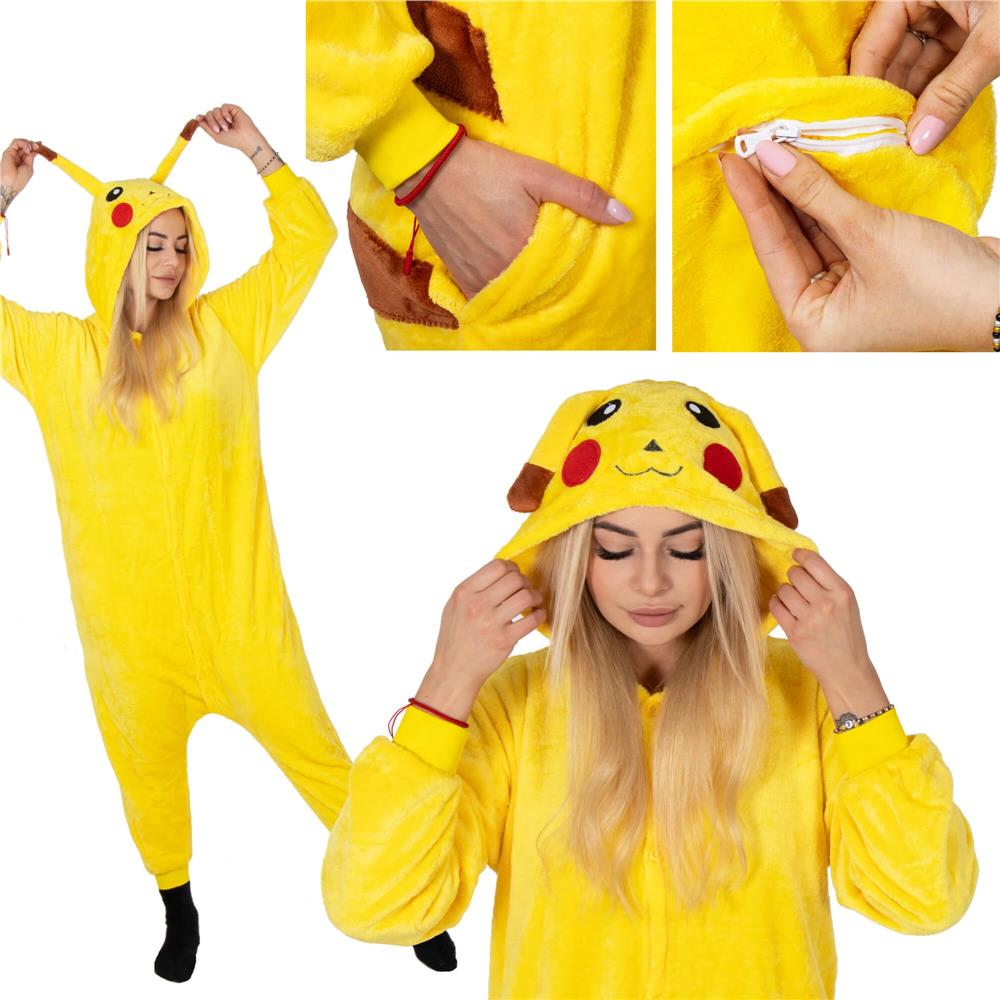 Pijama tip salopeta pentru adulti, model Pikachu, marime S Household NewTrend