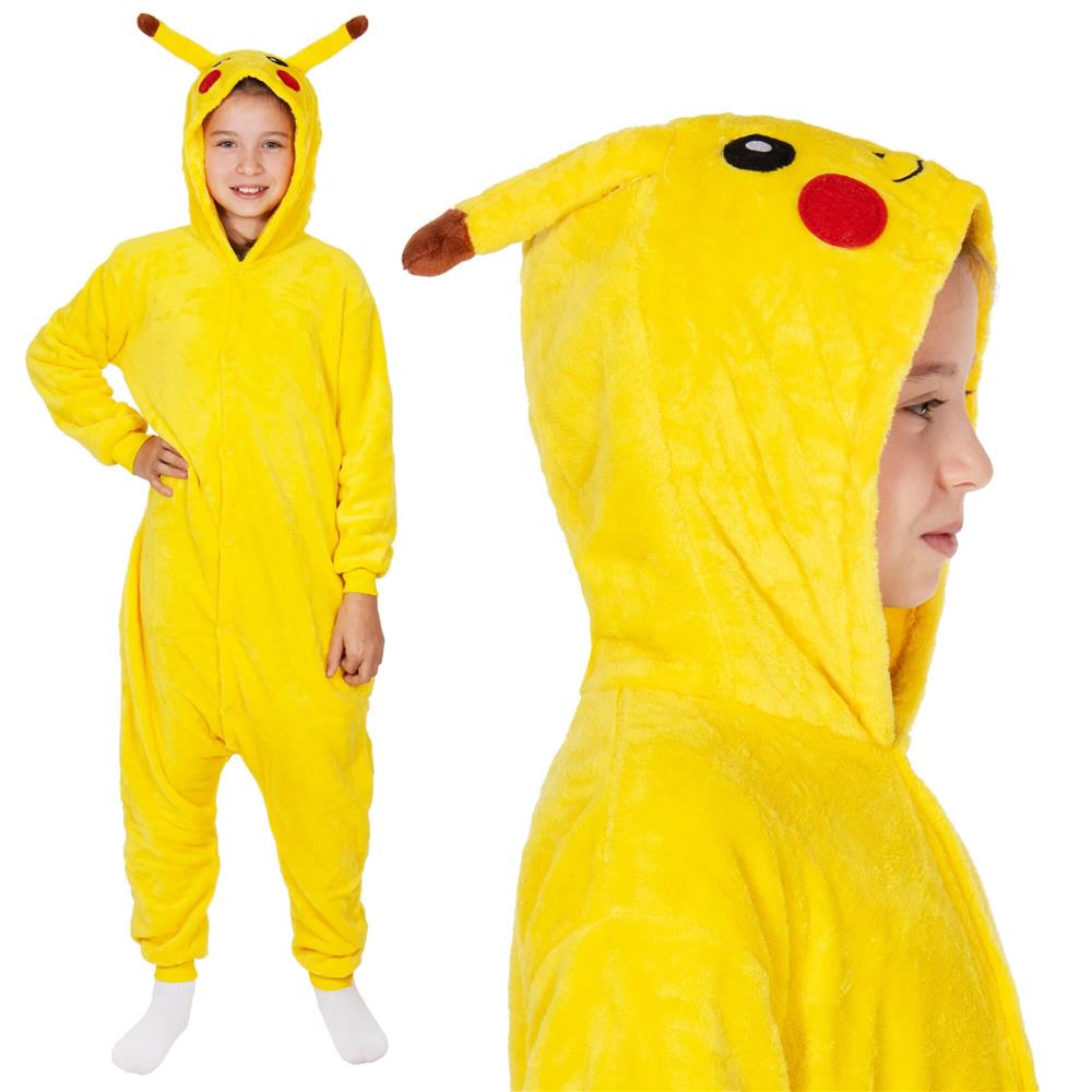 Pijama tip salopeta pentru copii, model Pikachu, marime 120-130 cm Household NewTrend