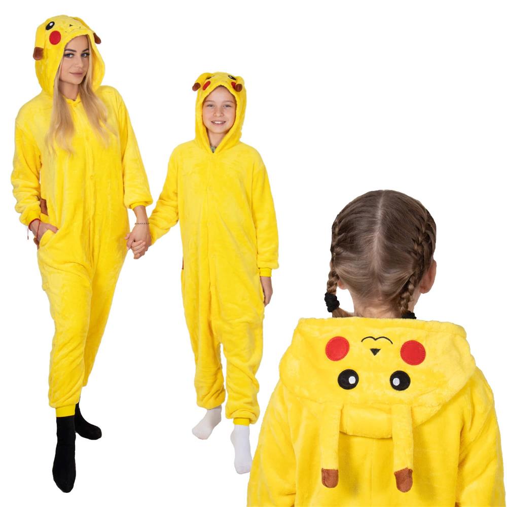 Pijama tip salopeta pentru copii, model Pikachu, marime 120-130 cm Household NewTrend