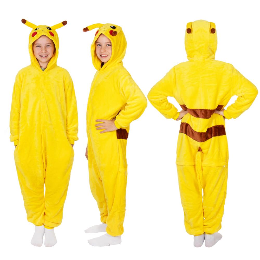 Pijama tip salopeta pentru copii, model Pikachu, marime 120-130 cm Household NewTrend