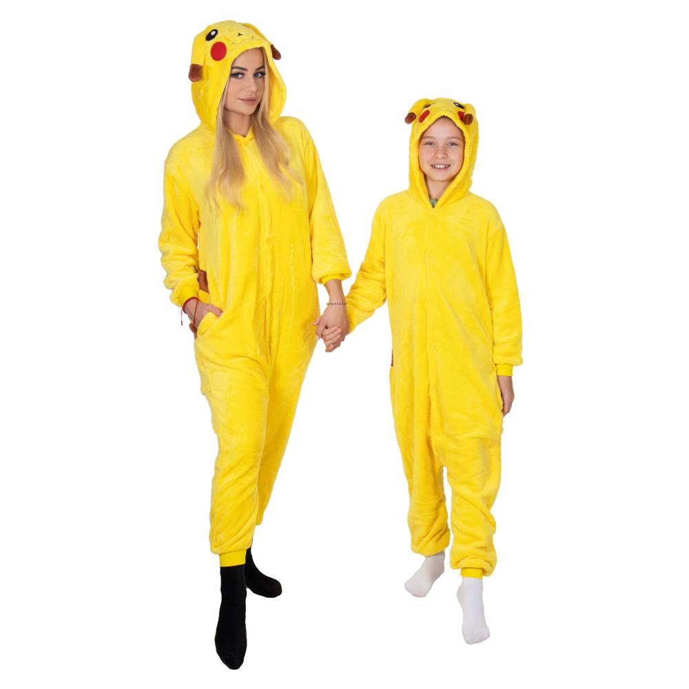 Pijama tip salopeta pentru copii, model Pikachu, marime 120-130 cm Household NewTrend