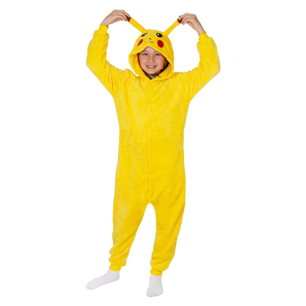 Pijama tip salopeta pentru copii, model Pikachu, marime 120-130 cm Household NewTrend