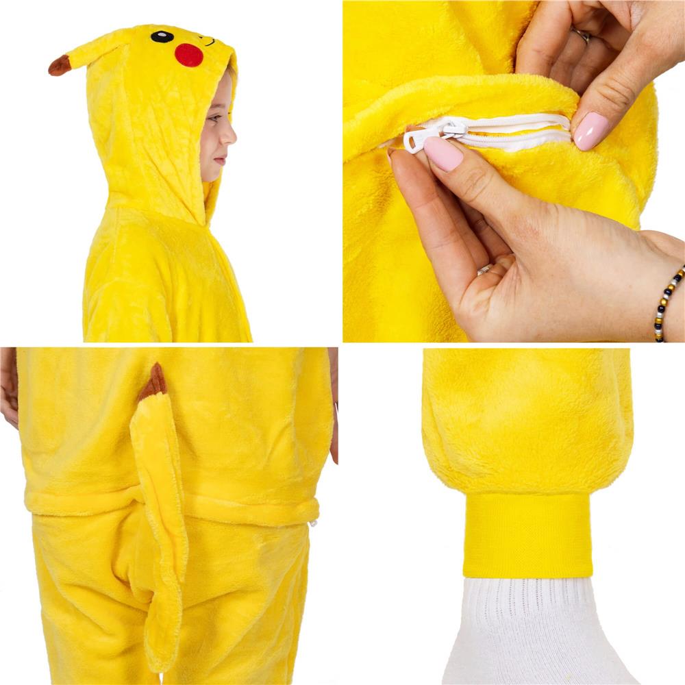 Pijama tip salopeta pentru copii, model Pikachu, marime 130-140 cm Household NewTrend