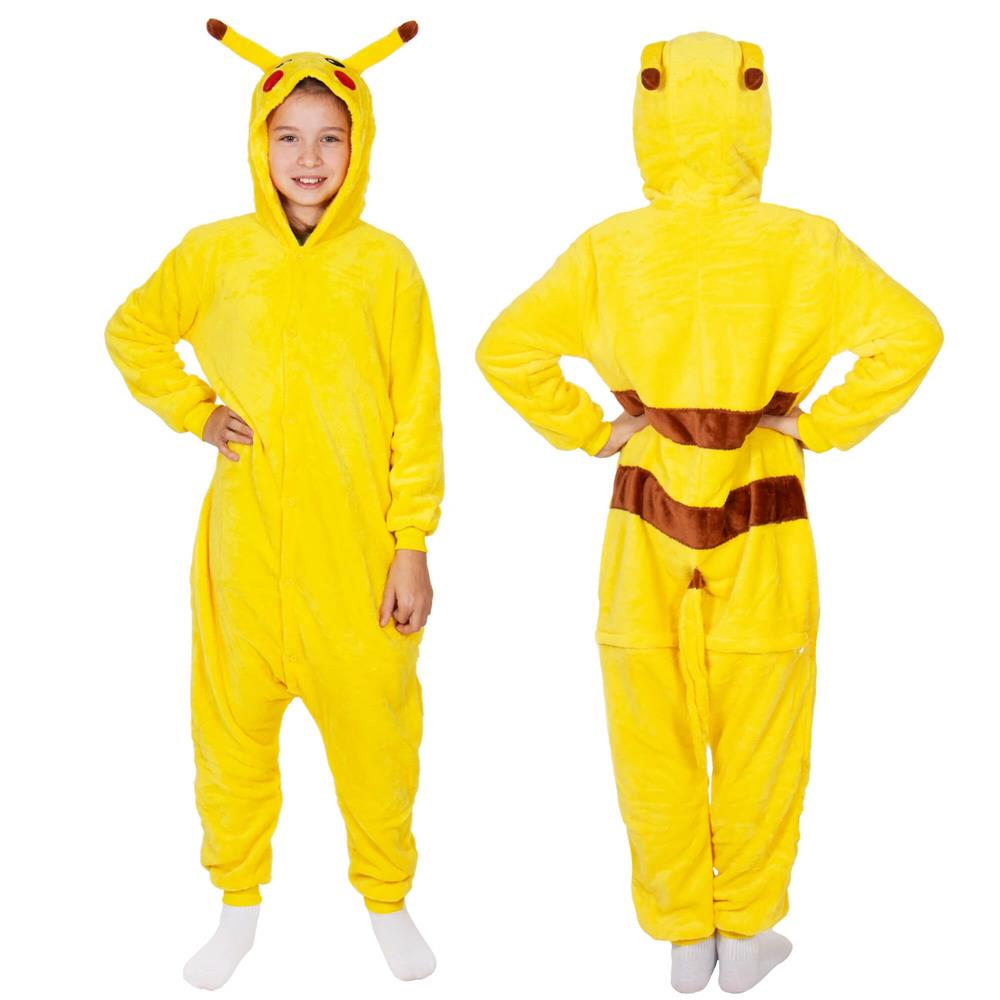 Pijama tip salopeta pentru copii, model Pikachu, marime 130-140 cm Household NewTrend