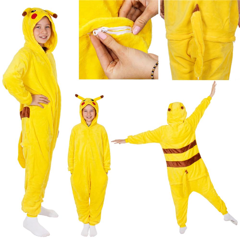 Pijama tip salopeta pentru copii, model Pikachu, marime 130-140 cm Household NewTrend