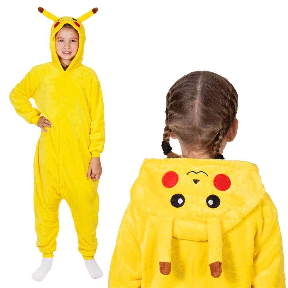 Pijama tip salopeta pentru copii, model Pikachu, marime 130-140 cm Household NewTrend