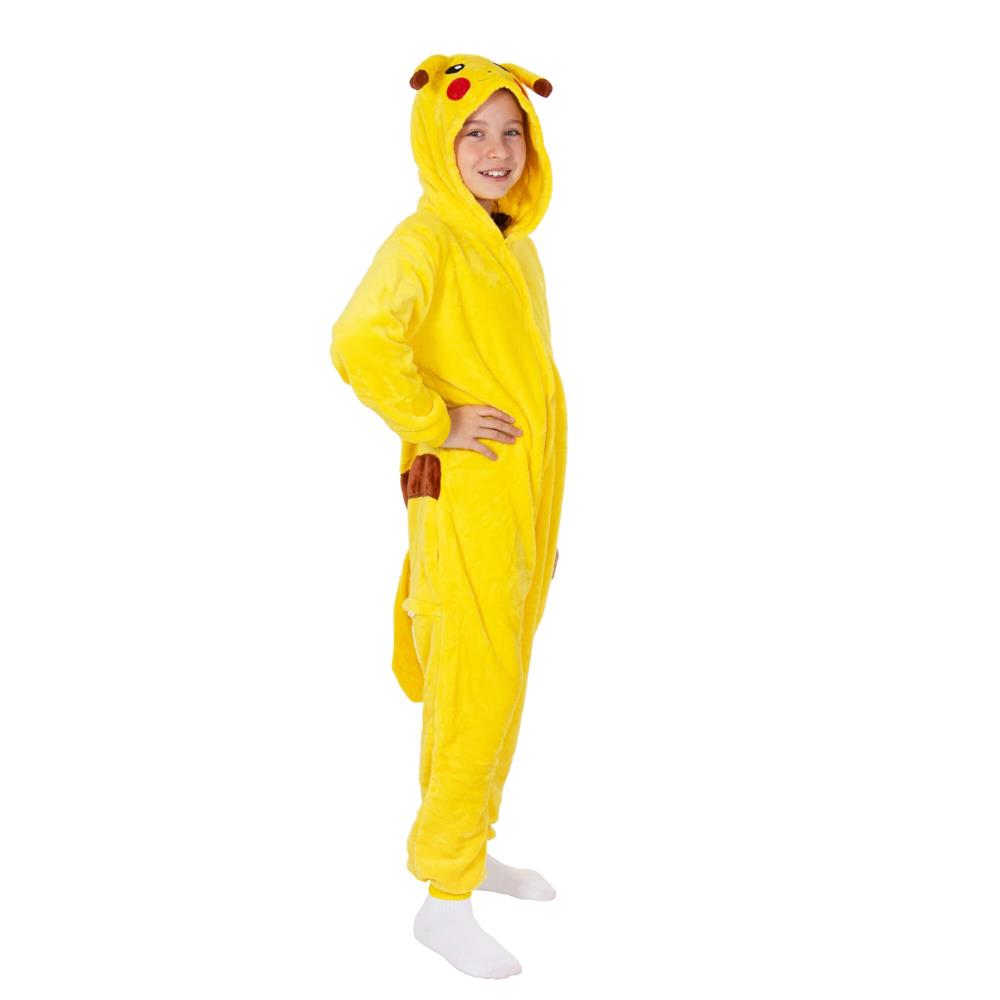 Pijama tip salopeta pentru copii, model Pikachu, marime 130-140 cm Household NewTrend