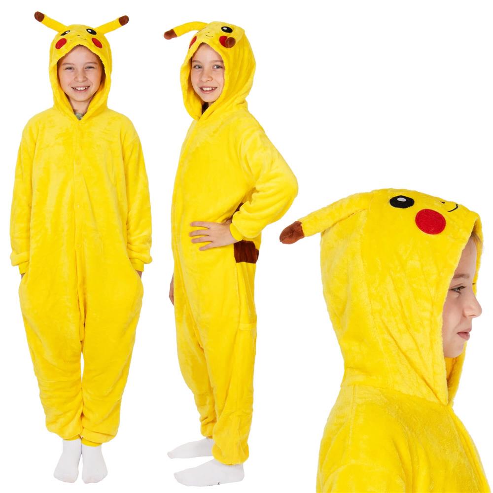 Pijama tip salopeta pentru copii, model Pikachu, marime 130-140 cm Household NewTrend