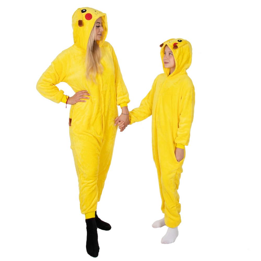 Pijama tip salopeta pentru copii, model Pikachu, marime 130-140 cm Household NewTrend