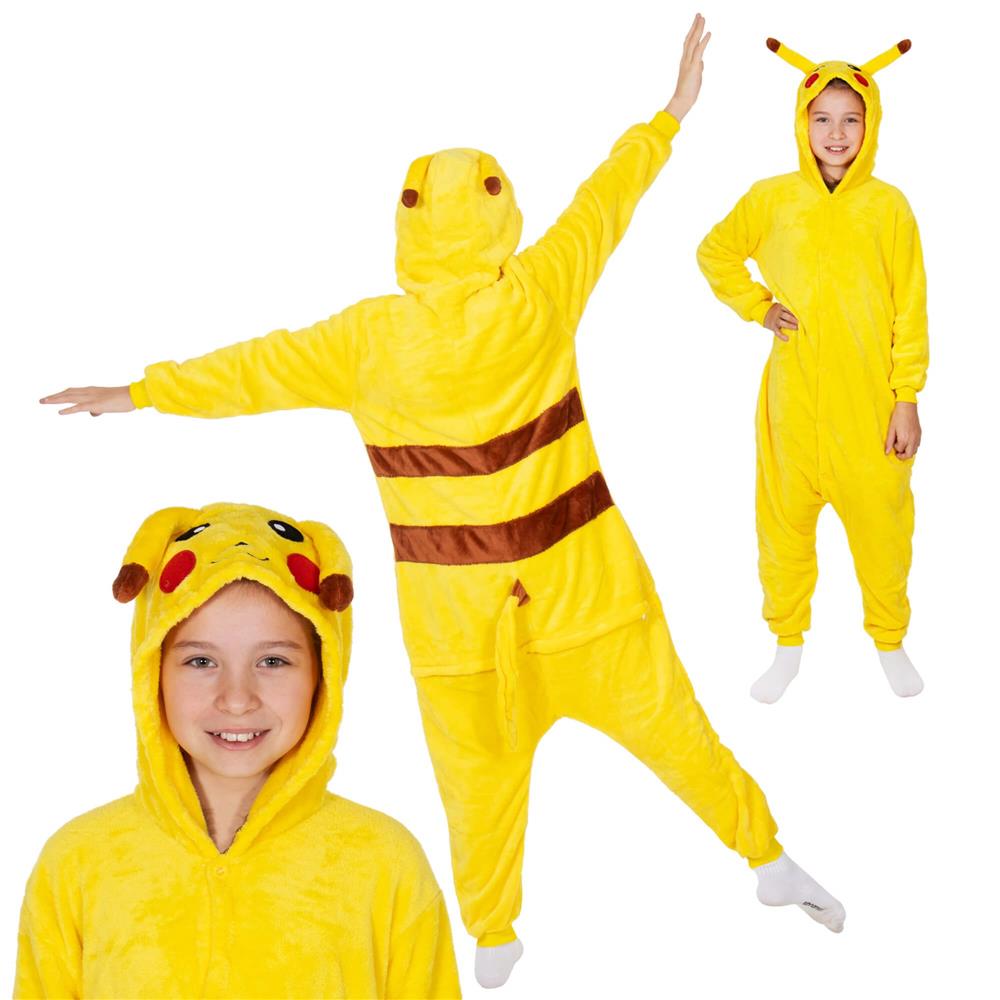 Pijama tip salopeta pentru copii, model Pikachu, marime 130-140 cm Household NewTrend