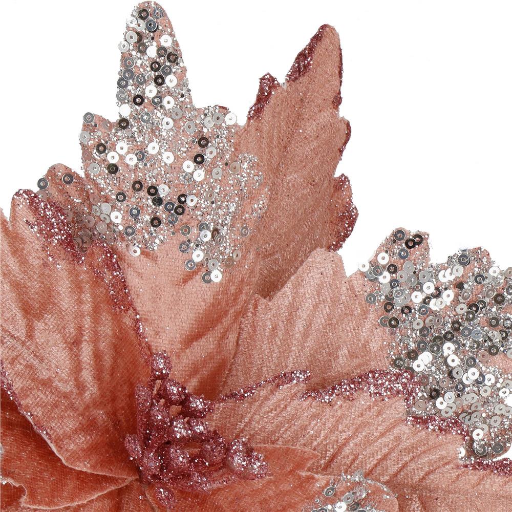Set 5 ornamente pentru bradul de Craciun, stea Poinsettia, 26cm, roz argintiu Household NewTrend