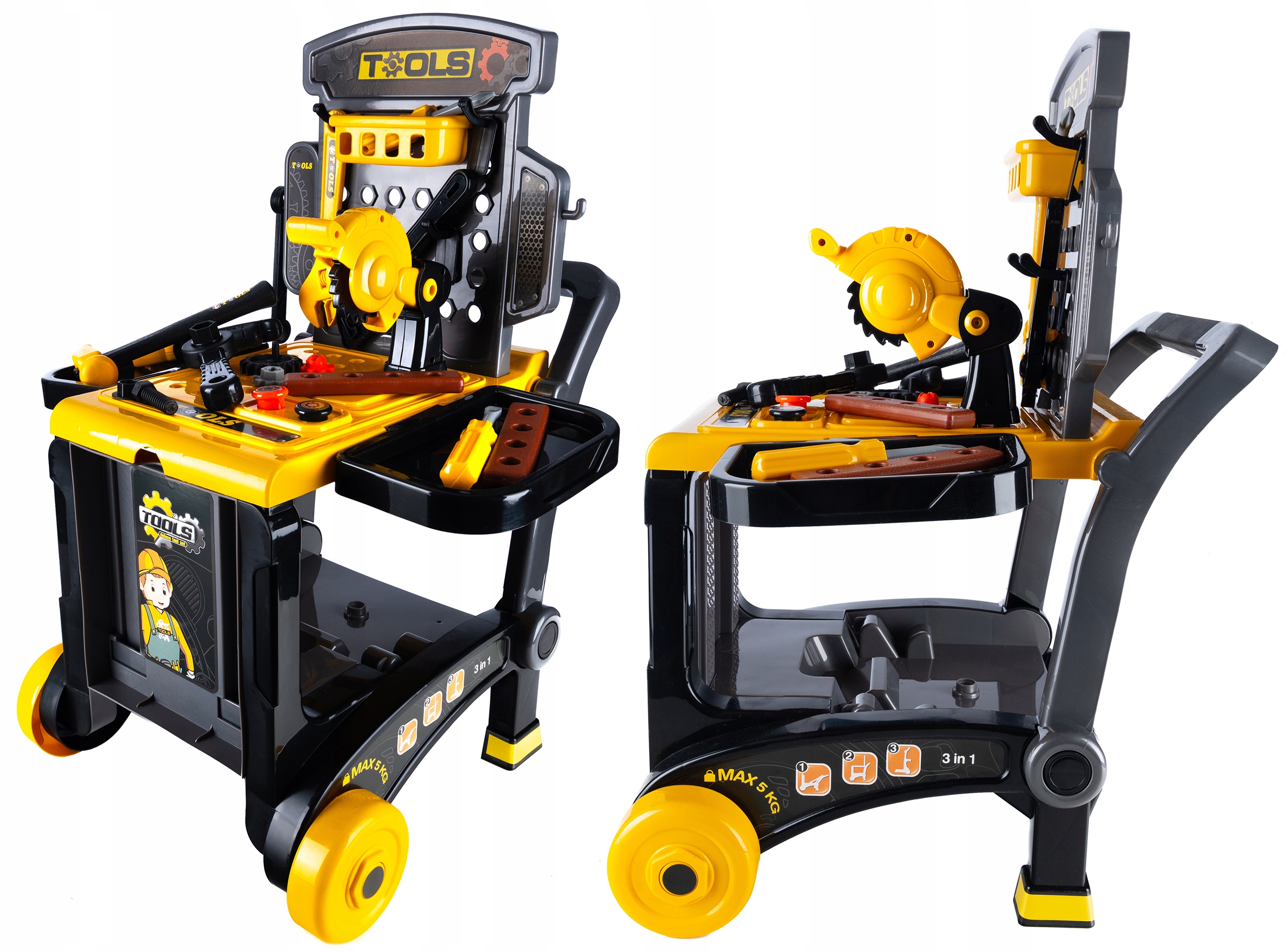 Banc de lucru portbail pentru copii, cu scule si unelte pentru mecanic, 3 in 1 Household NewTrend