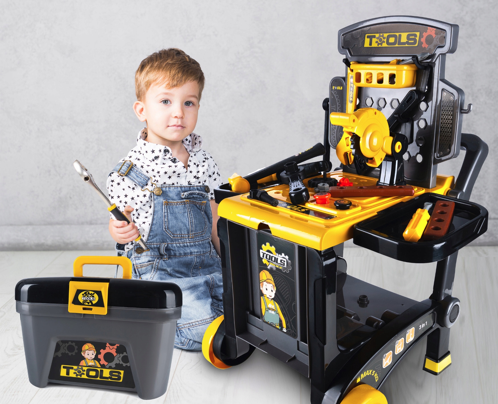 Banc de lucru portbail pentru copii, cu scule si unelte pentru mecanic, 3 in 1 Household NewTrend