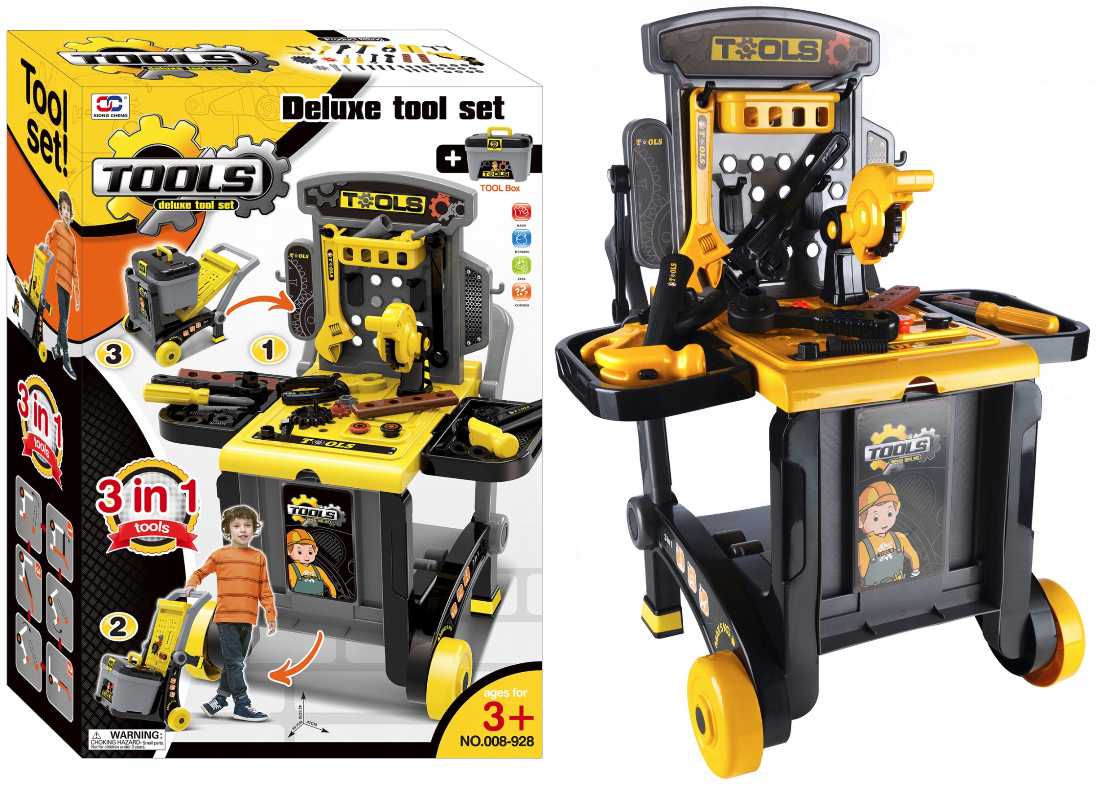 Banc de lucru portbail pentru copii, cu scule si unelte pentru mecanic, 3 in 1 Household NewTrend