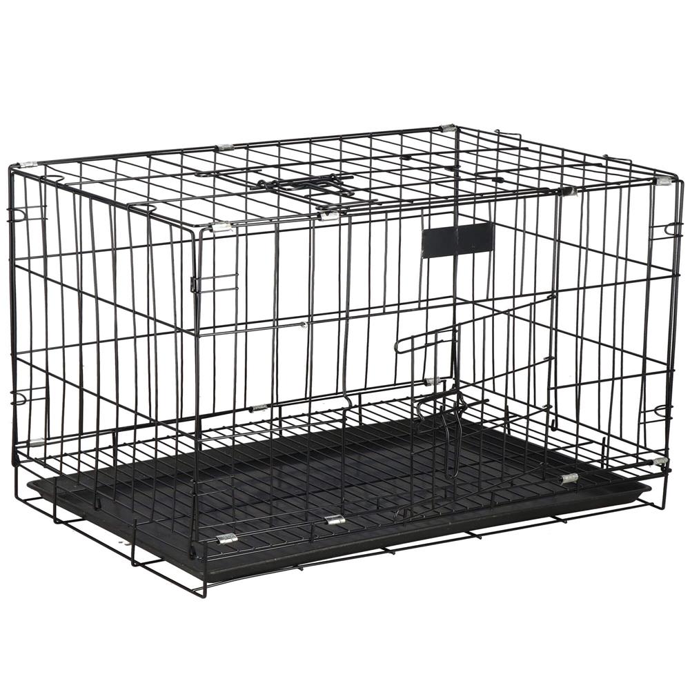 Cusca pentru animale, 2 usi, Pliabila din metal, XL, Negru, 93x67x56 cm Household NewTrend