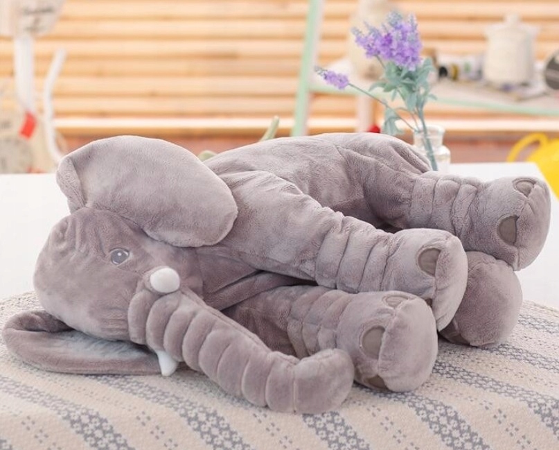 Jucarie plus elefant, tip perna, lavabila, umplutura hipoalergenica, pentru copii si adulti, 70 cm, gri Household NewTrend
