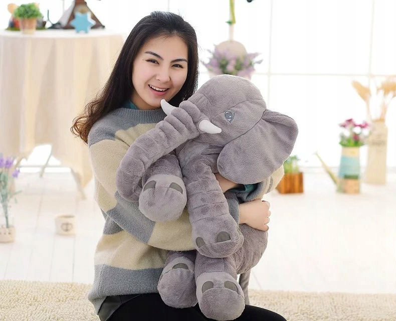 Jucarie plus elefant, tip perna, lavabila, umplutura hipoalergenica, pentru copii si adulti, 70 cm, gri Household NewTrend