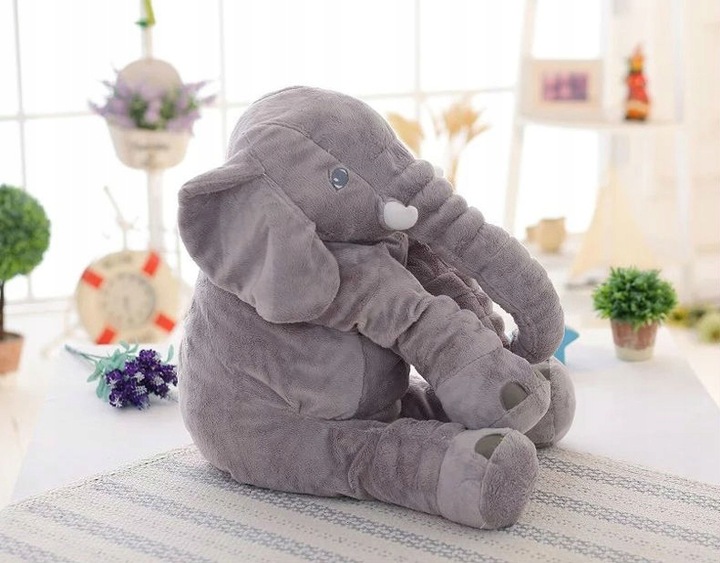Jucarie plus elefant, tip perna, lavabila, umplutura hipoalergenica, pentru copii si adulti, 70 cm, gri Household NewTrend