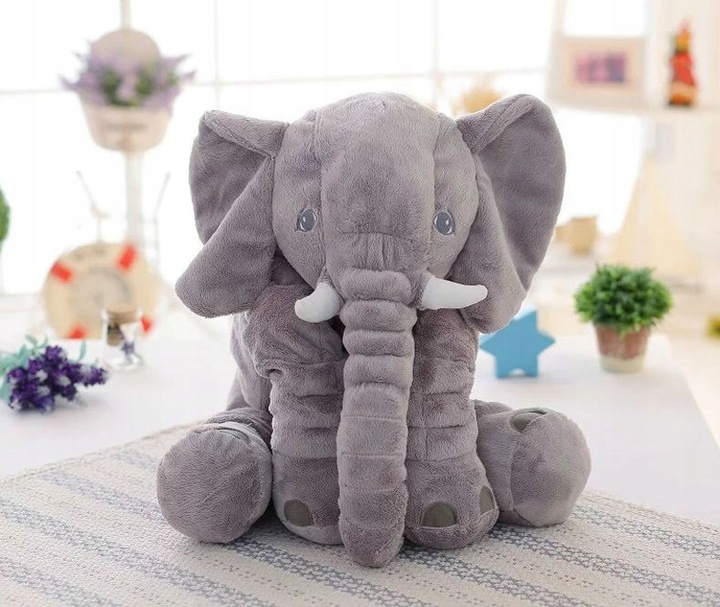 Jucarie plus elefant, tip perna, lavabila, umplutura hipoalergenica, pentru copii si adulti, 70 cm, gri Household NewTrend