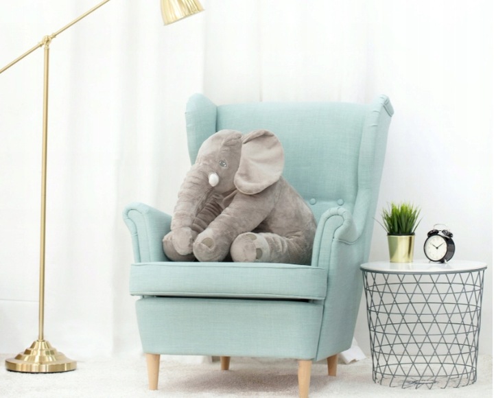 Jucarie plus elefant, tip perna, lavabila, umplutura hipoalergenica, pentru copii si adulti, 70 cm, gri Household NewTrend