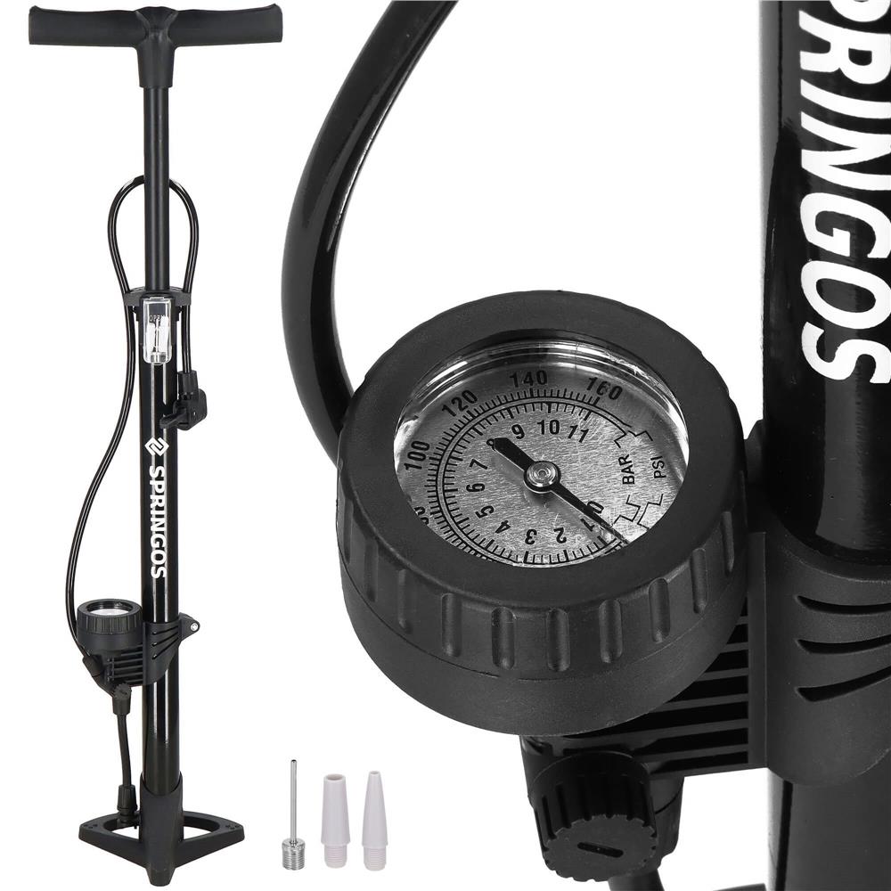 Pompa bicicleta cu manometru, accesorii umflare mingi si articole gonflabile, 160PSI, aluminiu, 60cm Household NewTrend