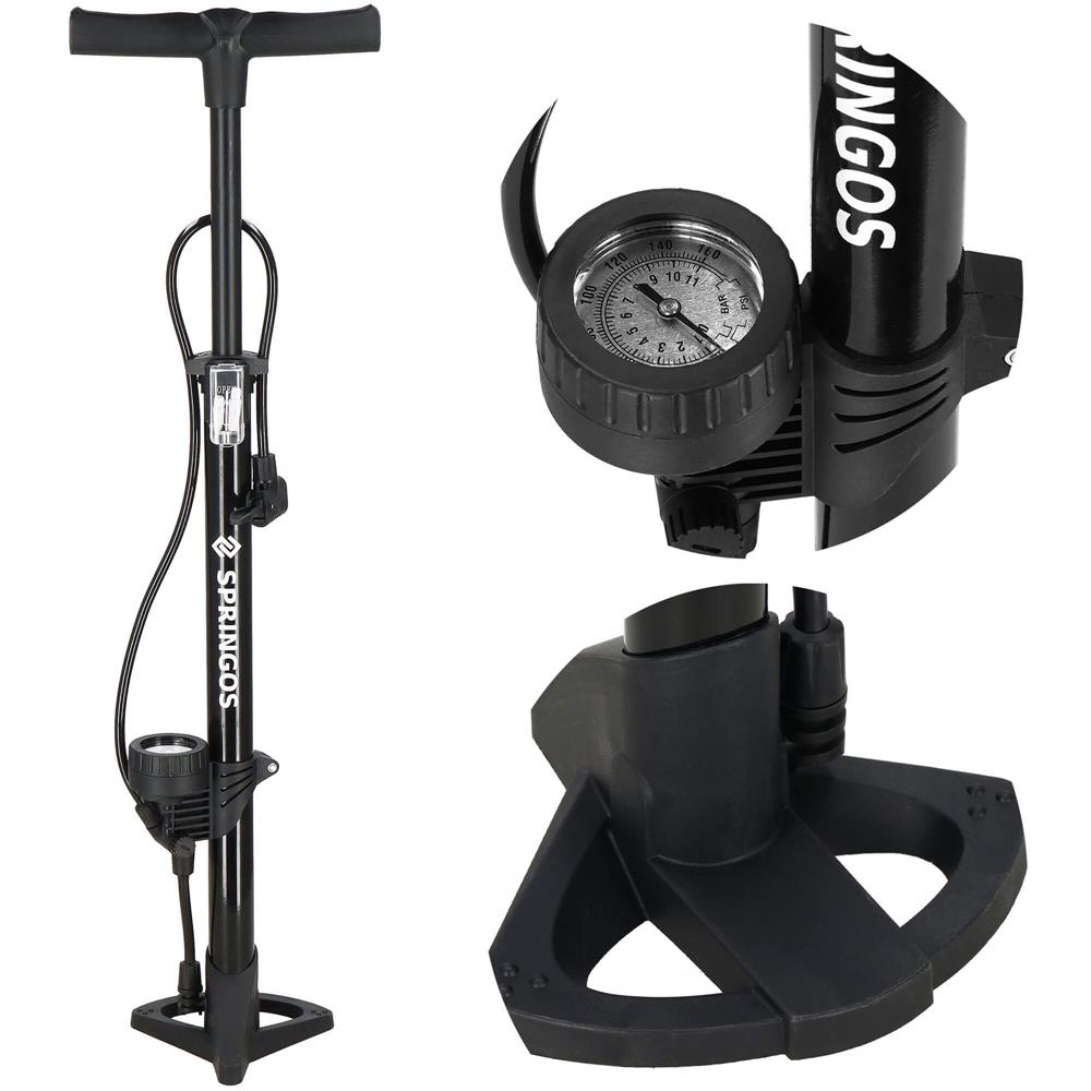 Pompa bicicleta cu manometru, accesorii umflare mingi si articole gonflabile, 160PSI, aluminiu, 60cm Household NewTrend