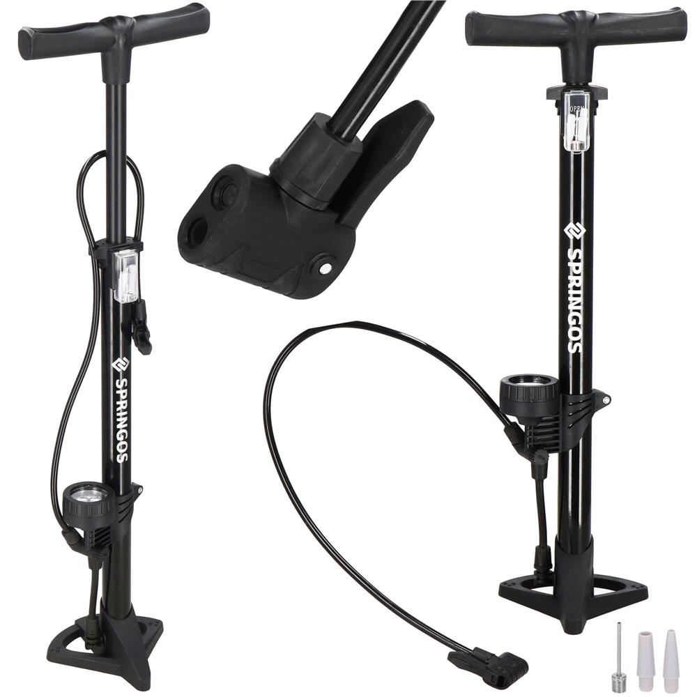 Pompa bicicleta cu manometru, accesorii umflare mingi si articole gonflabile, 160PSI, aluminiu, 60cm Household NewTrend