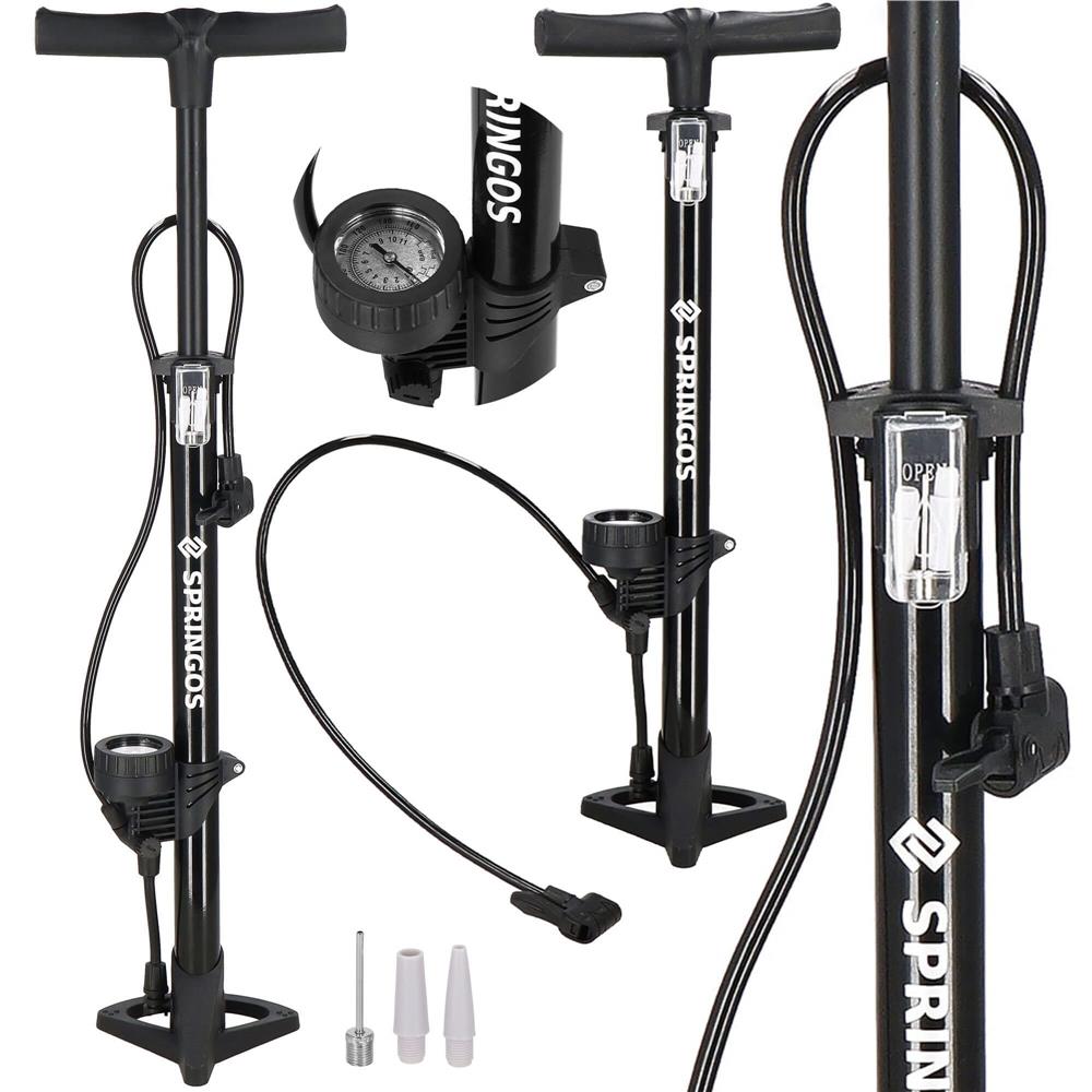 Pompa bicicleta cu manometru, accesorii umflare mingi si articole gonflabile, 160PSI, aluminiu, 60cm Household NewTrend