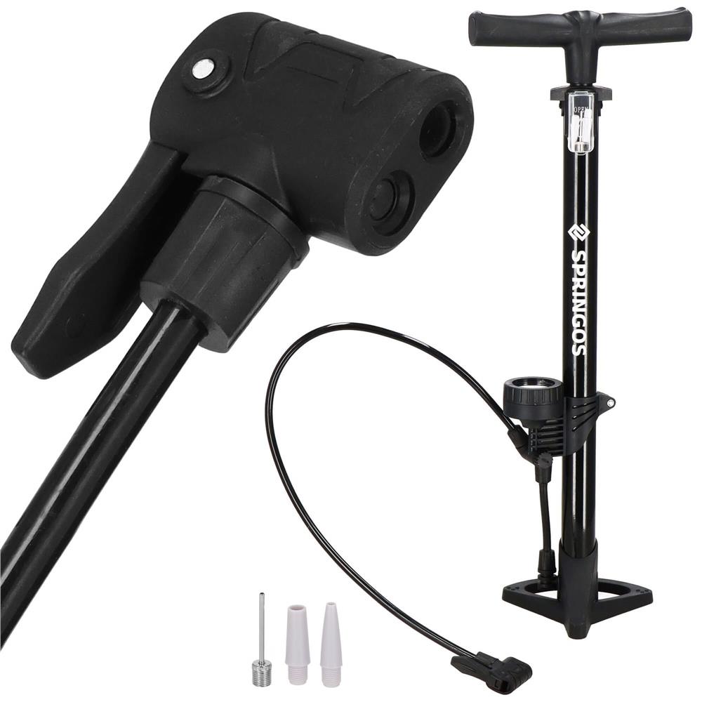 Pompa bicicleta cu manometru, accesorii umflare mingi si articole gonflabile, 160PSI, aluminiu, 60cm Household NewTrend