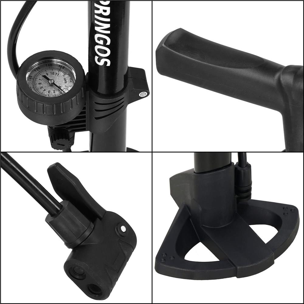 Pompa bicicleta cu manometru, accesorii umflare mingi si articole gonflabile, 160PSI, aluminiu, 60cm Household NewTrend