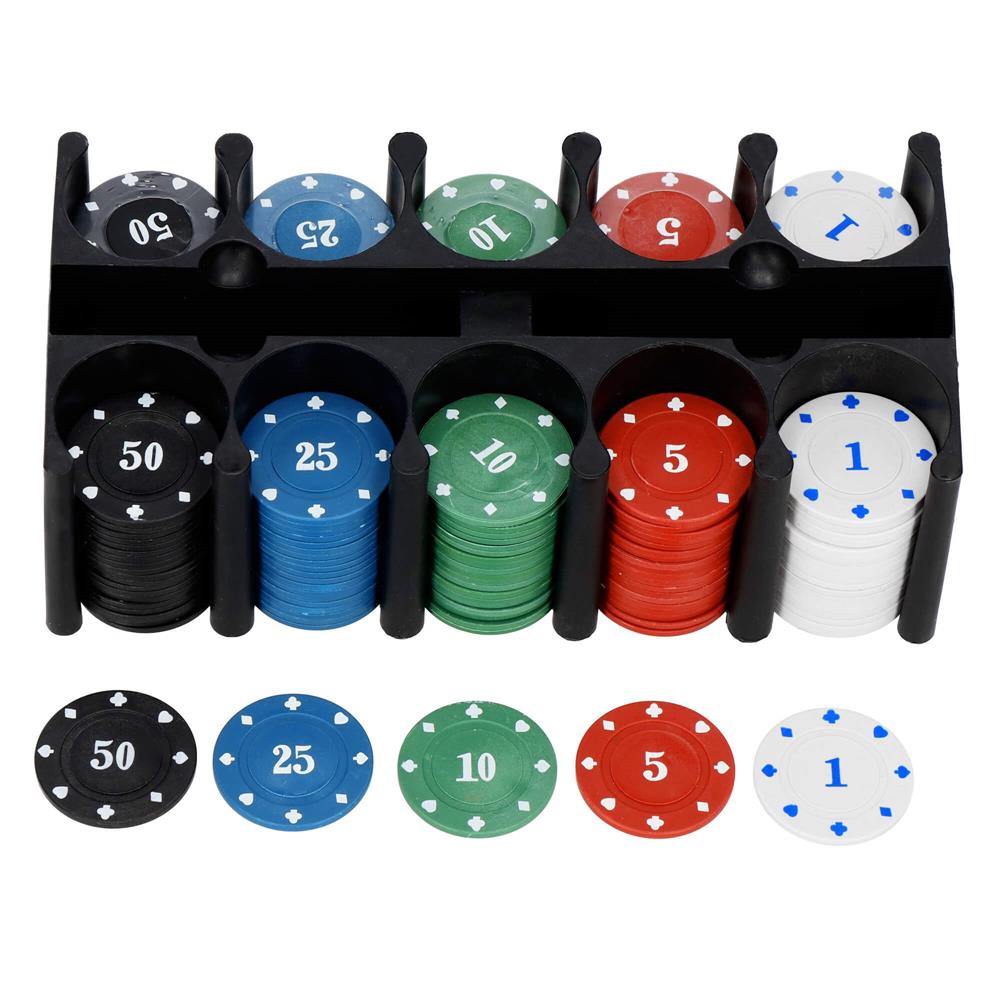 Set de Poker Complex cu 200 de jetoane, covoras verde, 2 seturi de carti, in cutie metalica Household NewTrend