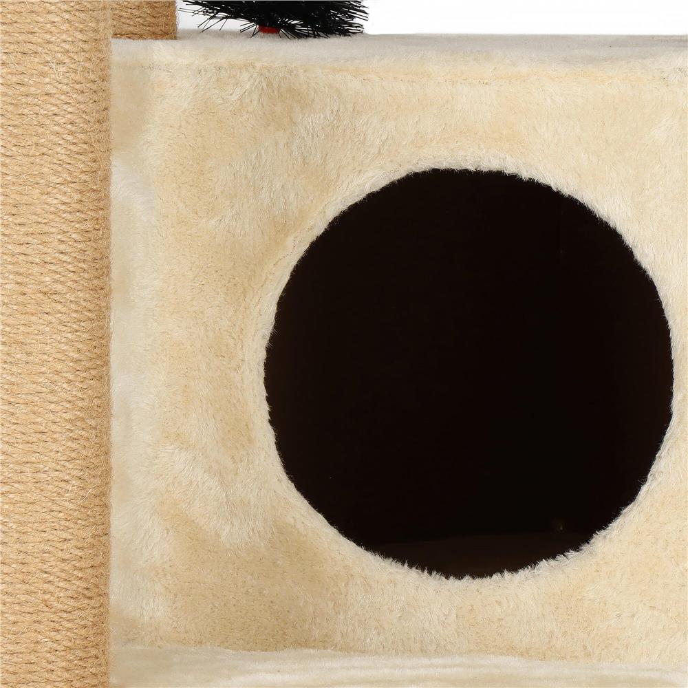Ansamblu de joaca pentru pisici, cu loc pentru zgariat, ascuns, culcus, hamac, minge, 154cm, crem Household NewTrend