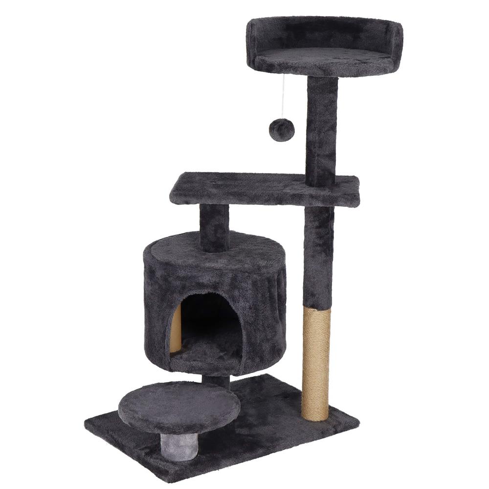 Ansamblu de joaca pentru pisici, cu loc pentru zgariat, ascuns, culcus, minge, 87cm, grafit Household NewTrend
