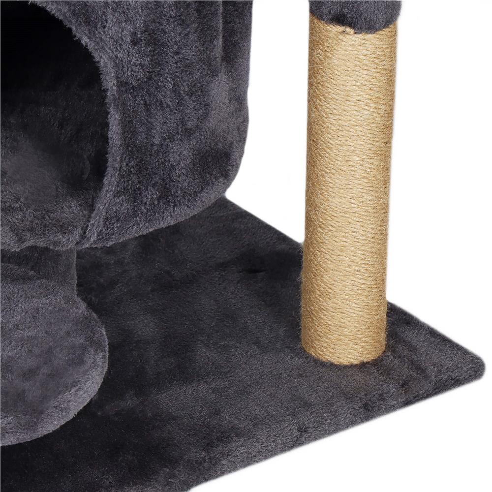 Ansamblu de joaca pentru pisici, cu loc pentru zgariat, ascuns, culcus, minge, 87cm, grafit Household NewTrend