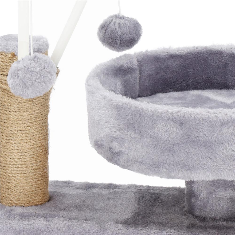 Ansamblu de joaca pentru pisici, cu loc pentru zgariat, ascuns, culcus, mingi, 127cm, gri Household NewTrend