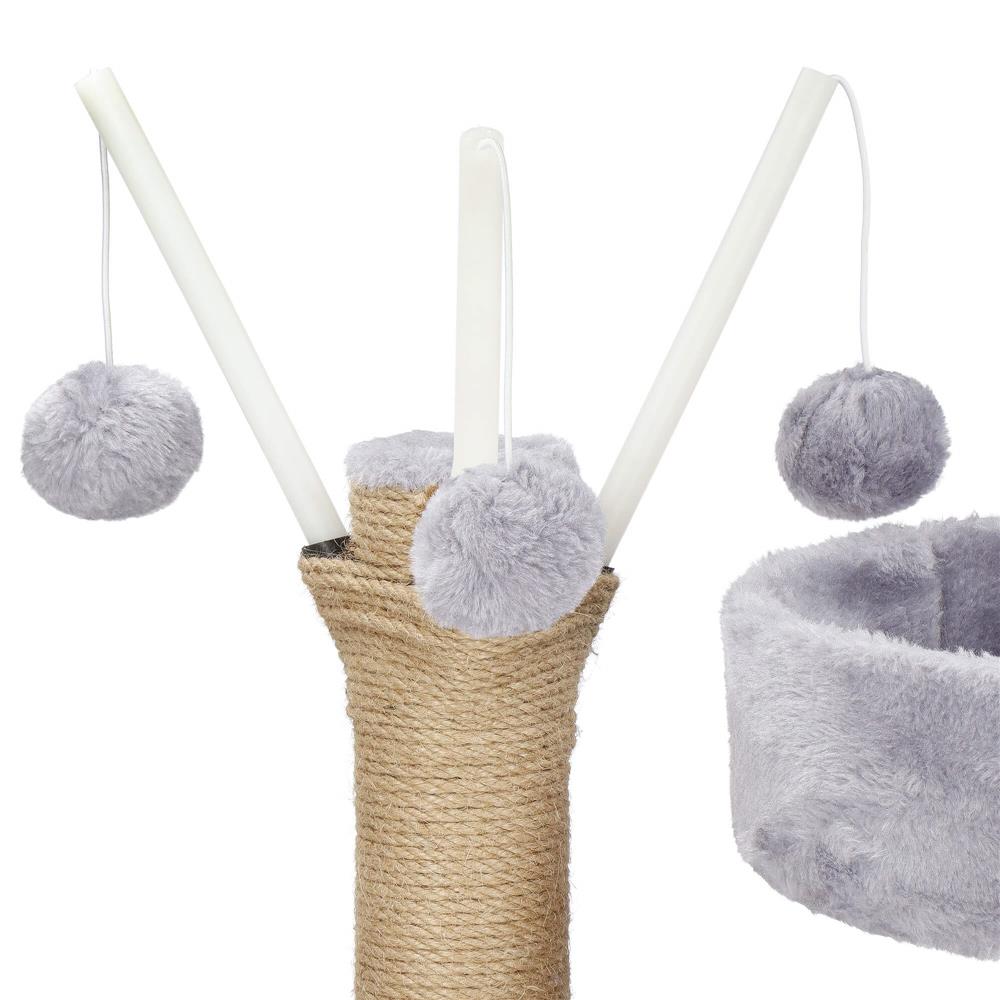 Ansamblu de joaca pentru pisici, cu loc pentru zgariat, ascuns, culcus, mingi, 127cm, gri Household NewTrend