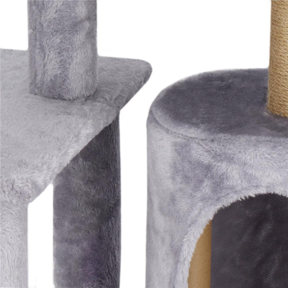 Ansamblu de joaca pentru pisici, cu loc pentru zgariat, ascuns, culcus, mingi, 127cm, gri Household NewTrend