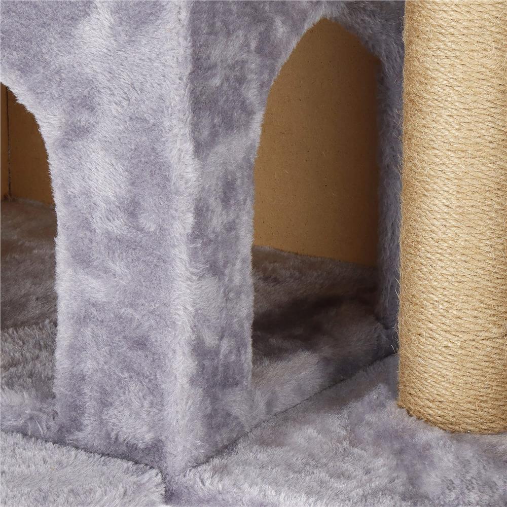 Ansamblu de joaca pentru pisici, cu loc pentru zgariat, ascuns, culcus, mingi, 129cm, gri Household NewTrend
