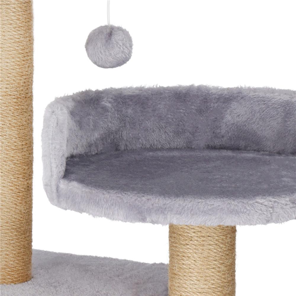 Ansamblu de joaca pentru pisici, cu loc pentru zgariat, ascuns, culcus, mingi, 129cm, gri Household NewTrend