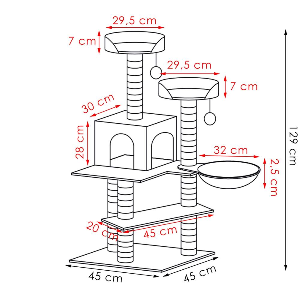 Ansamblu de joaca pentru pisici, cu loc pentru zgariat, ascuns, culcus, mingi, 129cm, gri Household NewTrend