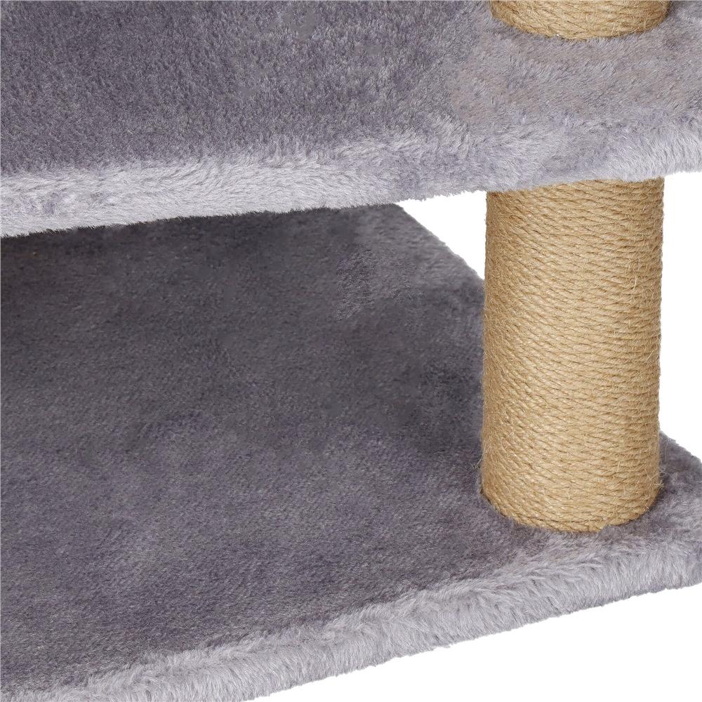 Ansamblu de joaca pentru pisici, cu loc pentru zgariat, ascuns, culcus, mingi, 129cm, gri Household NewTrend