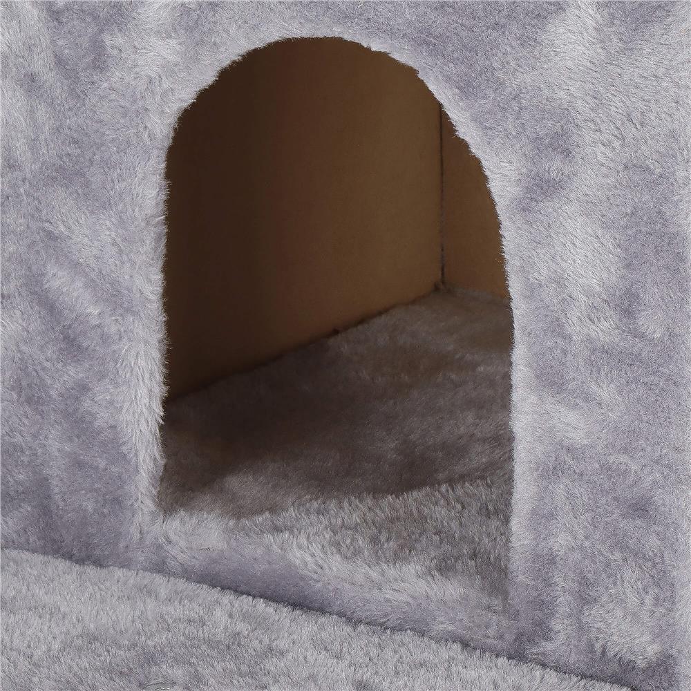 Ansamblu de joaca pentru pisici, cu loc pentru zgariat, ascuns, culcus, mingi, 129cm, gri Household NewTrend