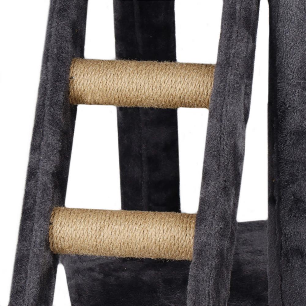Ansamblu de joaca pentru pisici, cu loc pentru zgariat, ascuns, culcus, mingi, 145cm, grafit Household NewTrend