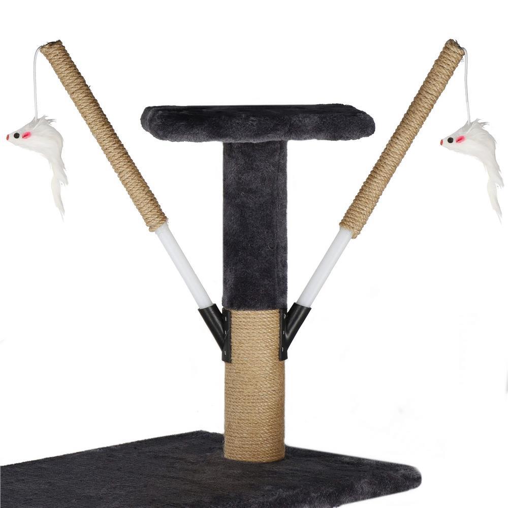 Ansamblu de joaca pentru pisici, cu loc pentru zgariat, ascuns, culcus, mingi, 145cm, grafit Household NewTrend