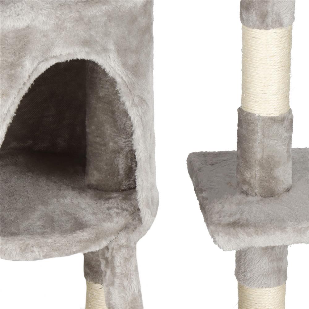 Ansamblu de joaca pentru pisici, cu loc pentru zgariat, ascuns, culcus, sfoara, 96cm, gri Household NewTrend