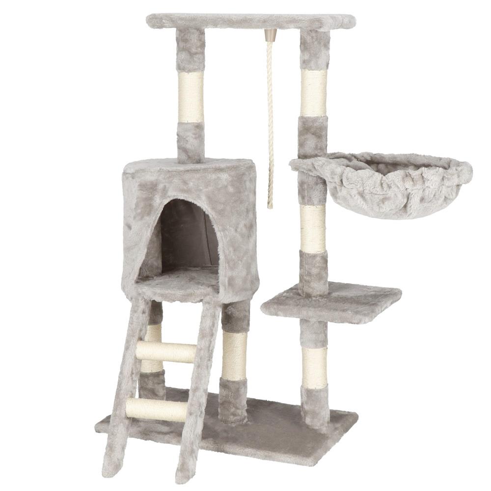Ansamblu de joaca pentru pisici, cu loc pentru zgariat, ascuns, culcus, sfoara, 96cm, gri Household NewTrend