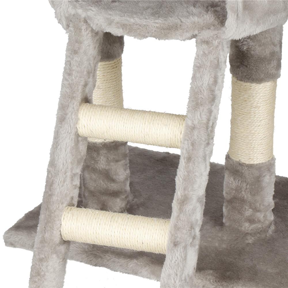 Ansamblu de joaca pentru pisici, cu loc pentru zgariat, ascuns, culcus, sfoara, 96cm, gri Household NewTrend