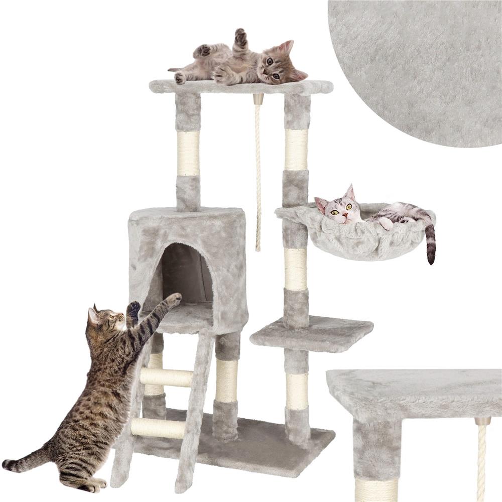 Ansamblu de joaca pentru pisici, cu loc pentru zgariat, ascuns, culcus, sfoara, 96cm, gri Household NewTrend