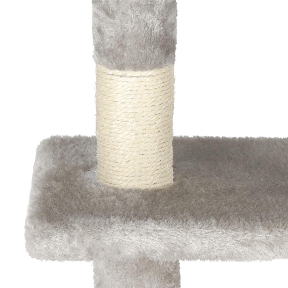 Ansamblu de joaca pentru pisici, cu loc pentru zgariat, ascuns, culcus, soricei, 108cm, gri Household NewTrend